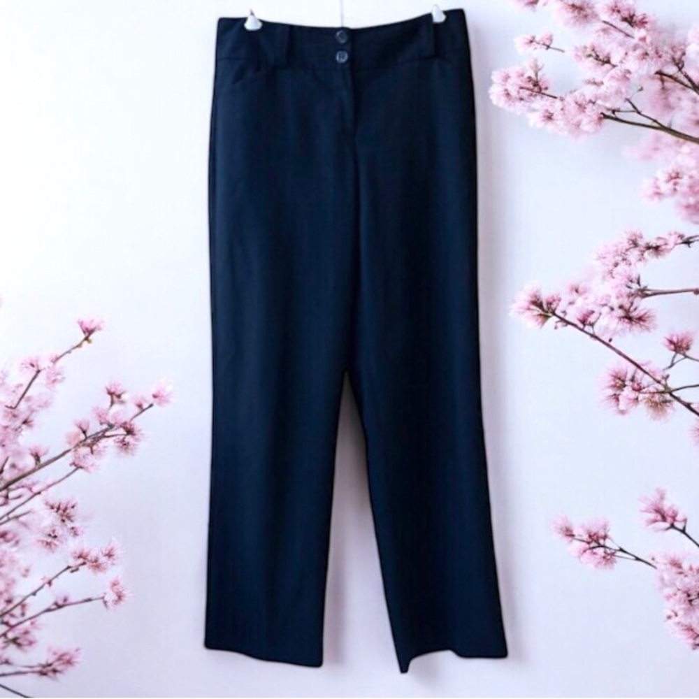 Talbots Black Dress Pants Wool Stretch Lined Pockets Zip Belt Loops